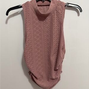 SHEIN Pink Sleeveless Eyelet Blouse